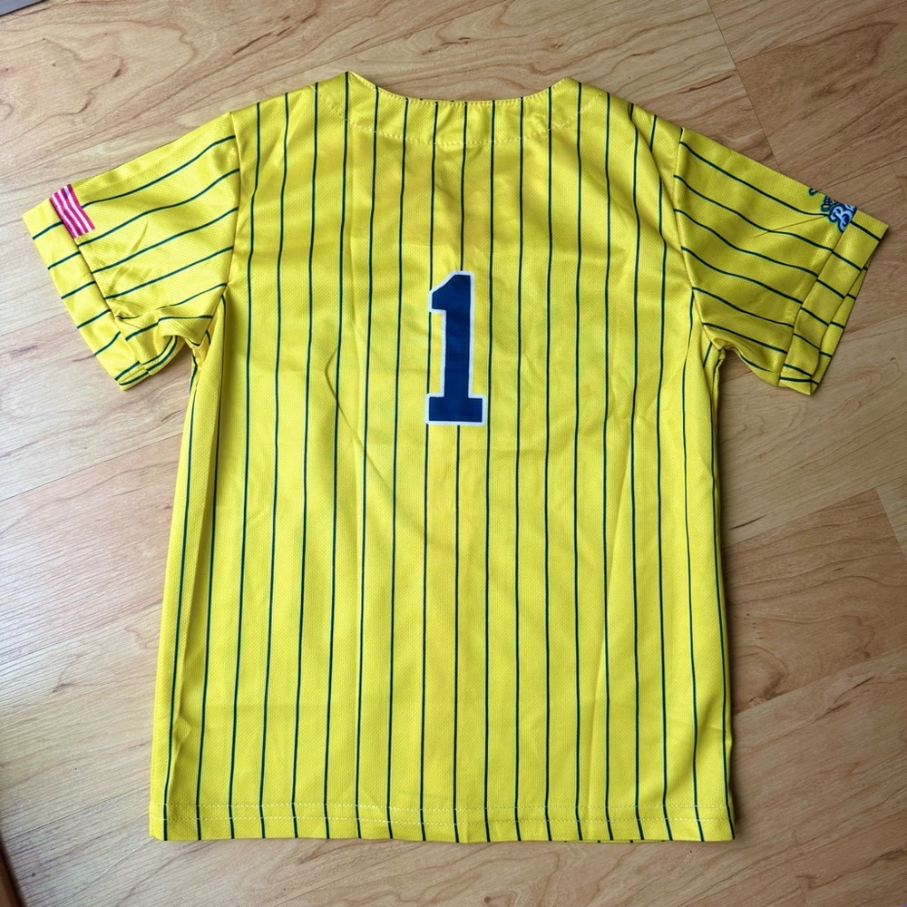 YOUTH XS SAVANNAH BANANAS YELLOW BASEBALL JERSEY KIDS #1 CHILDREN TODDLER 5T NEW - Picture 4 of 4